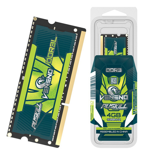 Memoria Ram Puskill Veneno Para Portátil Gamer, Ddr3l, 4 Gb,