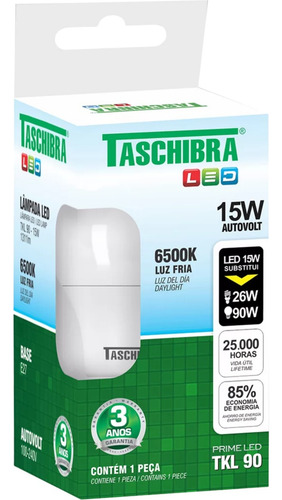 Kit 10 Lâmpadas Led Bulbo A60 Tkl 15w E27 Taschibra Bivolt