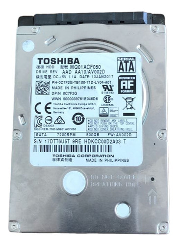Disco Duro Interno Toshiba 2.5 500gb Sata Laptop 