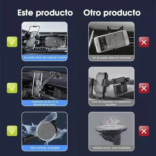 Soporte Para Celular Para Coche Estable Antichoque Mucho Pes