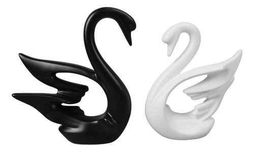 Figura De Cisne De Cerámica Blanca Y Negra, Decoración Moder