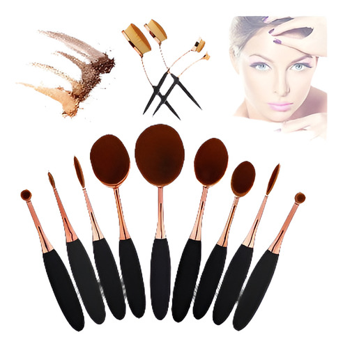 Pinceles De Maquillaje Profesional 10pcs Conjunto Fundación 