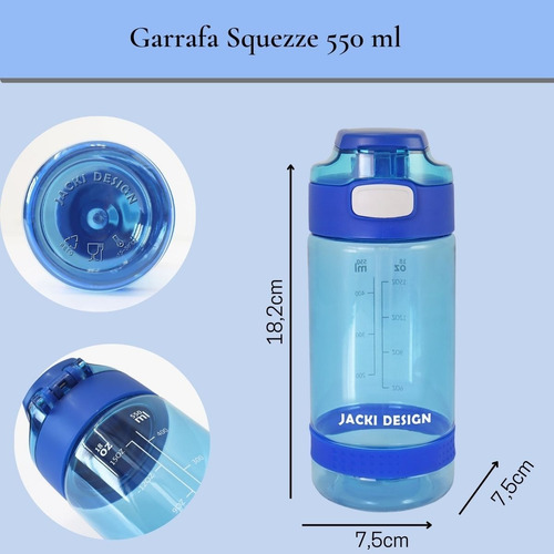 Imagem 4 de 6 de Garrafinha Squezze Infantil 550 Ml Escolar Agua Suco Meninos