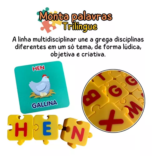 Monta Palavras Trilíngue Alfabeto Jogo Para Aprender Inglês - ELKA -  Letras, Números e Memória - Magazine Luiza