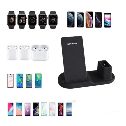 Imagem 1 de 6 de Carregador Sem Fio Para Celular Relogio Fone Carregamento