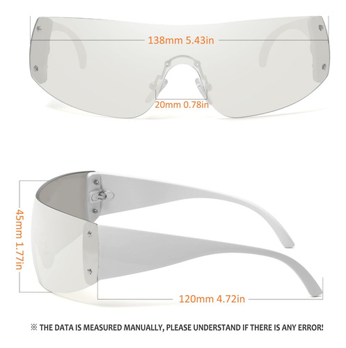 Fozono Gafas De Sol De Moda Sin Montura Star Y2k Para Mujere