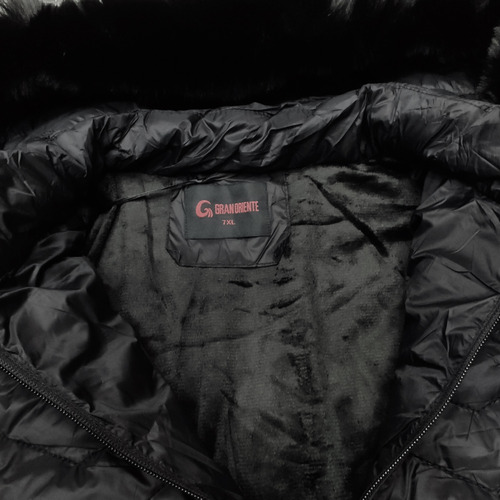 Campera Talla Grande Inflable Larga Piel Capucha Desmontable