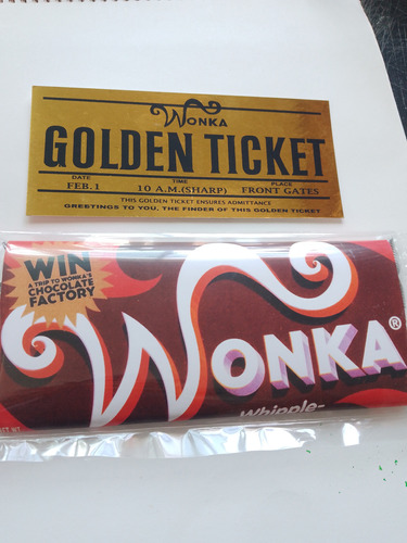 Barra Chocolate Wonka 20 Cm Inc. Boleto Dorado