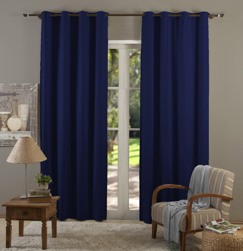 Cortina Blackout Blecaute Pvc C/ Voil 2,80 X 2,50 Atacado Cor Azul-marinho