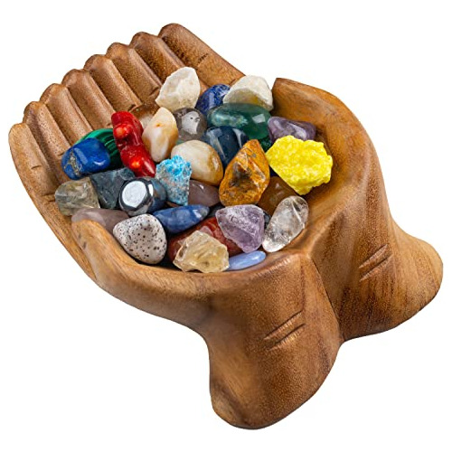 Carved Hands Offering Bowl - Showcase Your Healing Ston...