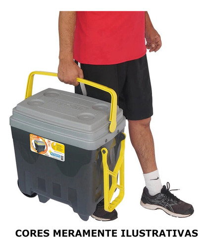 Caixa Térmica Cooler Com Alça Rodas Bebida Praia Sitio Clube