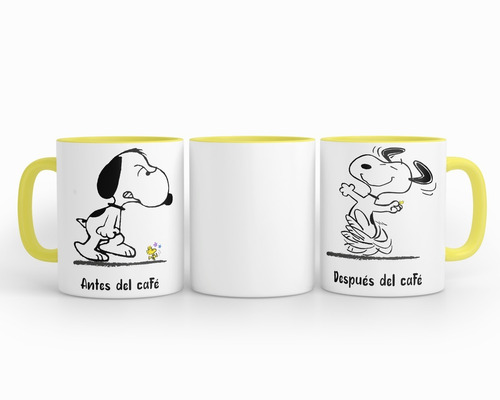 Taza Snoopy Antes Y Después Del Café