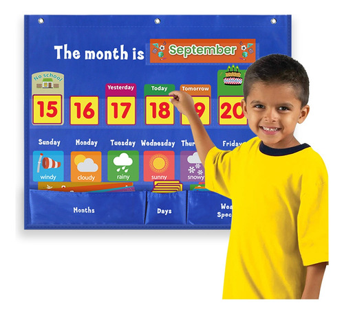 Bolsa De Pared Con Calendario Semanal Educativo Con Tarjetas