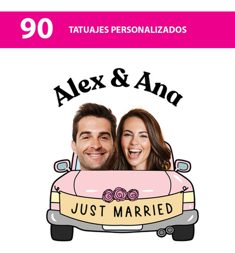 90 Tatuajes Temporales Personalizados Cumpleaños, Boda Personalizado (Usado)