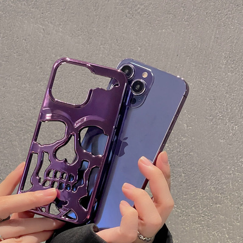 //&//&funda De Teléfono Móvil Para iPhone Series Particular, Calavera Galvanizada, Tibias Cruzadas, Estilo Punk, Funda D