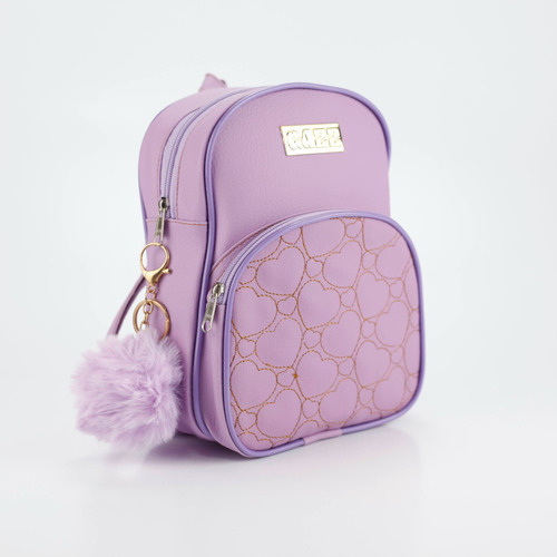 Mini Bolsa Feminina Mochila Costas Pequena Infantil Adulto Cor Violeta