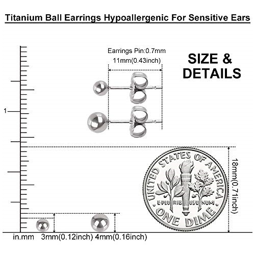 Aretes De Titanio Con Pasador De Bola Hipoalergénicos