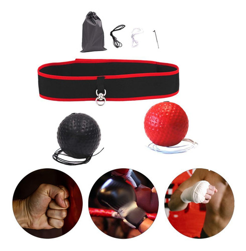 2 Pelota De Reflejo De Boxeo Para Adultos Y Bolas Rojas