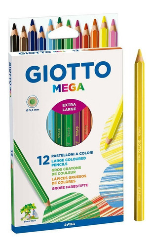 Lapices Gruesos Giotto Mega X 12 Colores