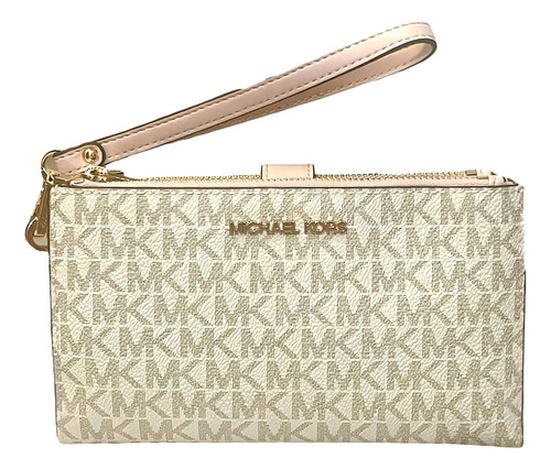 Billetera Michael Kors 35f8gtvw0b Con Diseño Siganture Color Beige Detalle Rosa De Cuero Sintético - 11cm X 18cm X 4cm