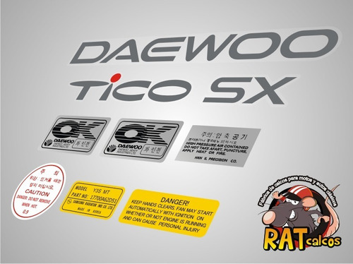 Calcos Daewoo Tico Sx / Kit X 9 Calcos