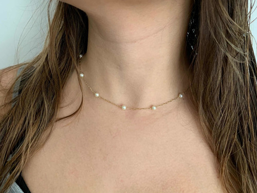Conjunto Colar E Pulseira De Pérola Em Ouro 18k - D251