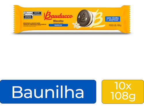 Biscoito Recheadinho Bauducco Baunilha Kit 10 Pacotes 108g