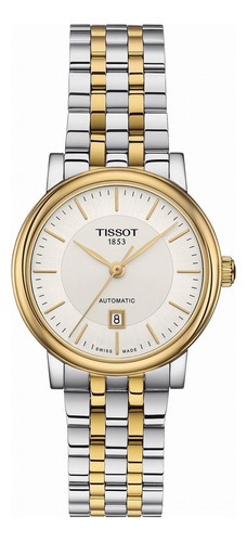 Reloj Tissot Carson Premium Automatic Lady T1222072203100 Color de la malla PLATEADO Y DORADO Color del bisel Dorado Color del fondo Plateado