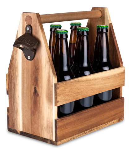 Foster & Rye Acacia Wood 6-pack Portabebes - Portabidon Para