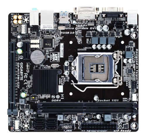 Placa-mãe Gigabyte Ga-h110m-s2v, Intel 6a. E 7a. Matx, Ddr4