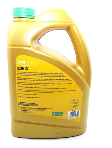 Aceite Motor 20w50 Xtr Pro Garrafa 5 Lts Quaker State