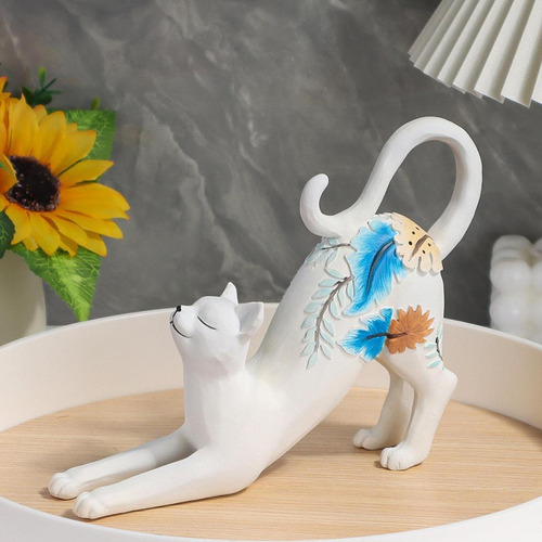 Estatua De Gato Que Se Estira, Decoración, Obra De Arte,