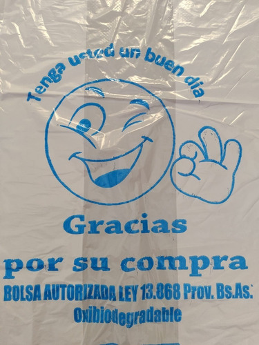 Bolsa Camiseta Biodegradable 40x50 Carita Emoji Blanco