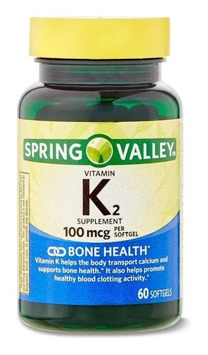 Vitamina K2 100mcg 60 Sofgels Spring Valley Huesos Sanos Ayu
