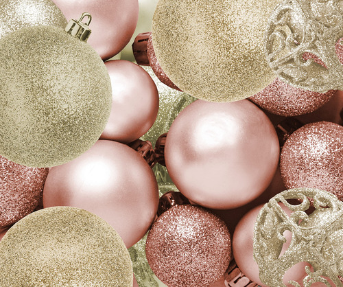 Bolas De Adorno Navidad Oro Rosa Y Oro Blanco 100 Unidades