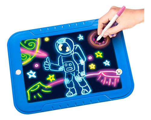 Tablero Dibujo Magic Pad Luz Led Con Marcadores Y Plantilla