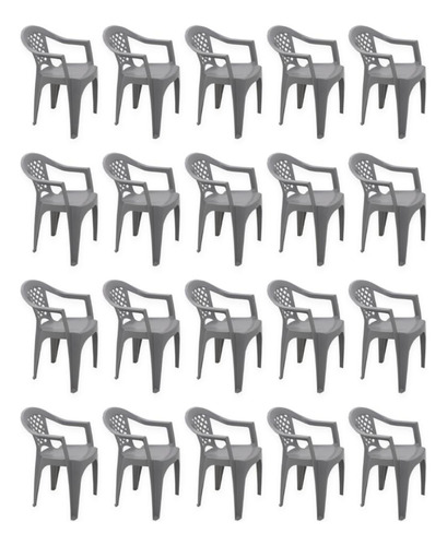 Combo 20 Cadeiras De Plastico Tramontina Iguape - Cinza