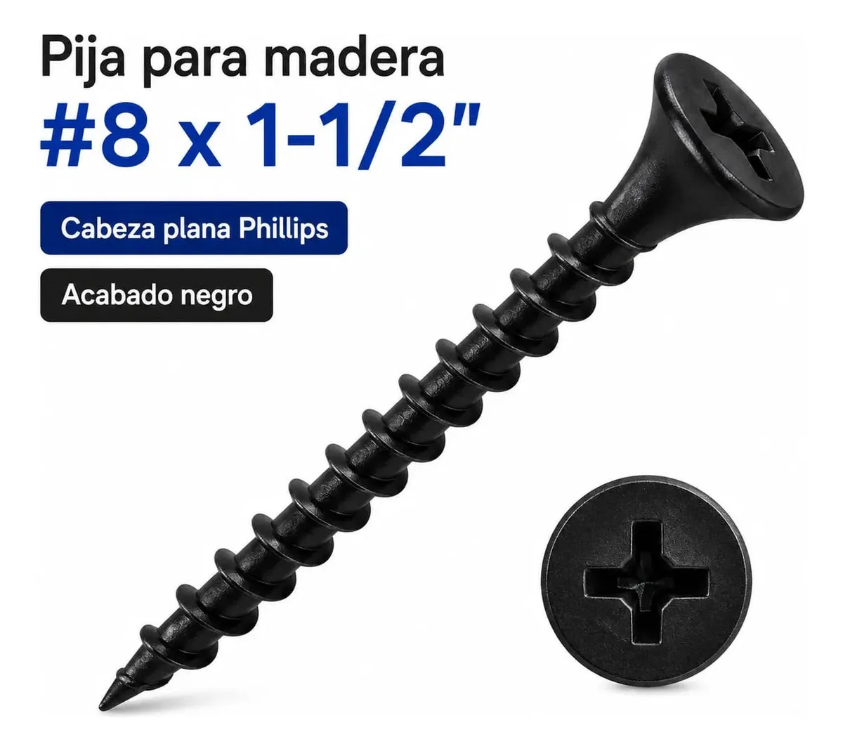 500 Tornillos Pija Madera Aglomerado 8 X 1 1/2 PuLG Cruz Sauda Go