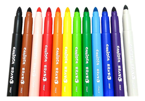 Plumones Carioca Bravo Lavable P.redonda 6mm Estuche C/12
