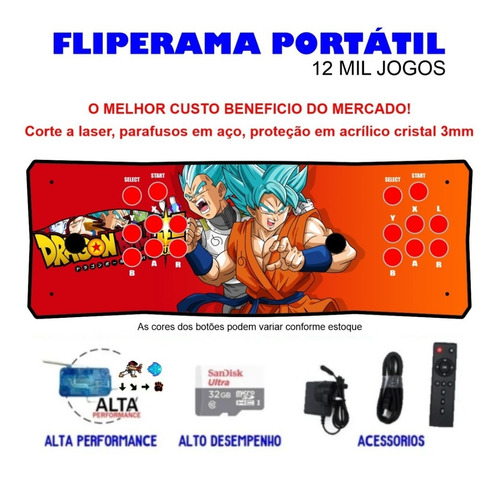 Fliperama Portátil Slim 3 Em 1 - Vegeta E Goku