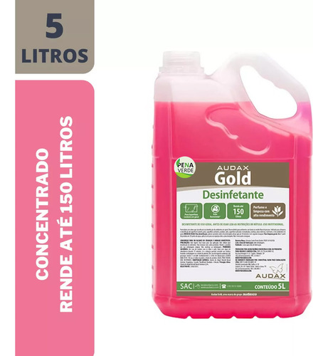 Desinfetante Audax Gold 5 Litros Concentrado Rende Até 150l Fragrância Lavanda