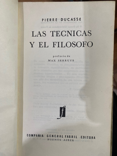Las Técnicas Y El Filósofo Pierre Ducasse (Usado)
