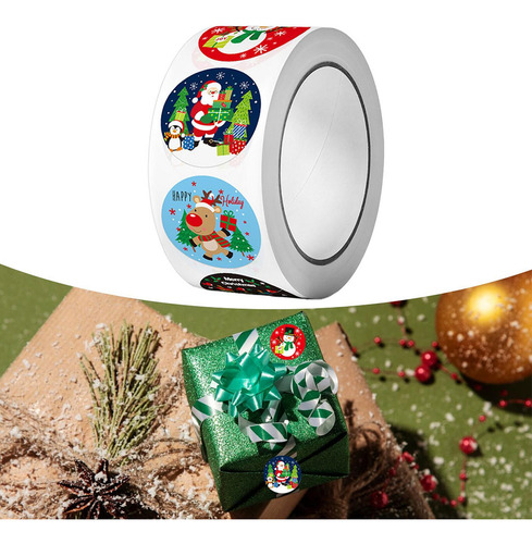 Rollo De Pegatinas Navideñas Para Sobres, Estilo B