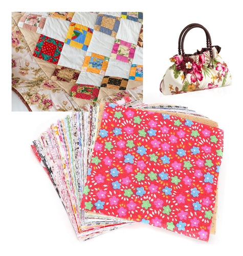 100 Piezas De Tela Estampada Floral Patchworks Algodón Cuadr