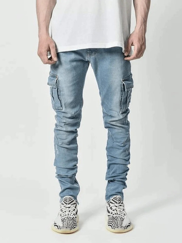 Jeans Ajustados Hombres Con Bolsillos Talones Bajos