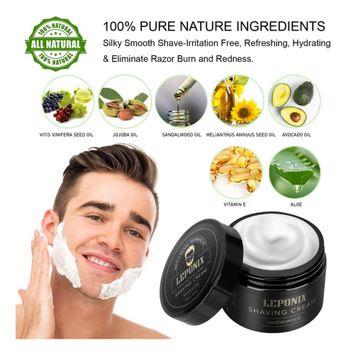 Kit De Afeitado Leponix Para Hombre Con Jabón, Brocha Y Crem