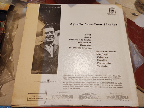 Cuco Sánchez Agustín Lara Vinyl,lp,acetato Oferta1 (Usado)