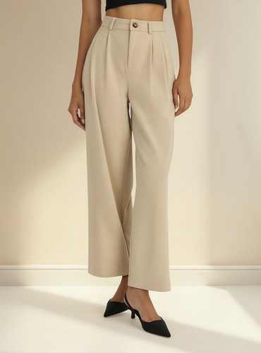 Pantalón Básico Pierna Ancha Khaki Nicopoly