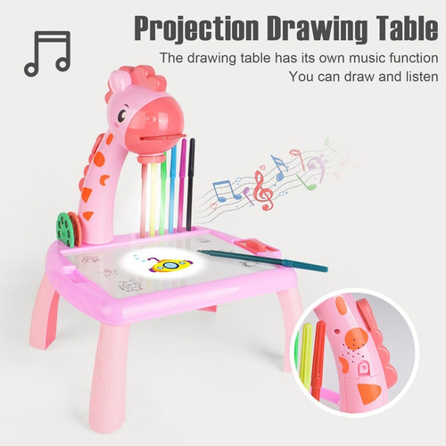 Mini Mesa De Dibujo Creativo Led Jirafa Proyector Infantil