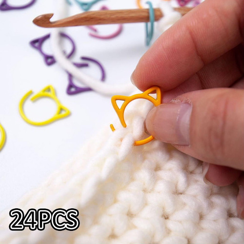 24 Piezas Marcadores De Puntada En Forma De Oreja De Gato